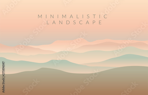 Minimalistic vector landscape background of mountains for your design.