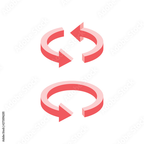 Refresh arrows. Vector 3d isometric color icon new flat style. Creative illustration, idea for infographics.