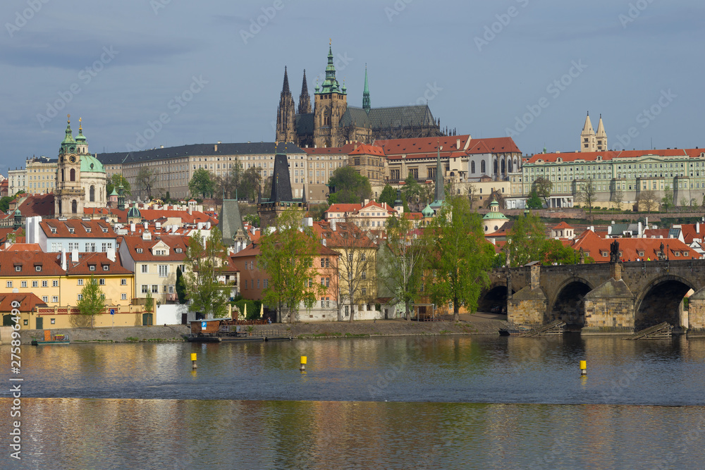 St. Vitus Cathedral in the cityscape on an April morning. Prague, Czech Republic