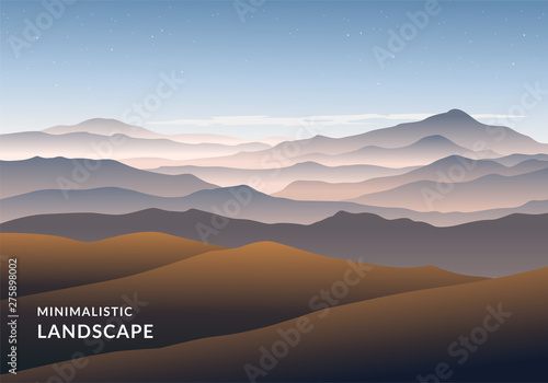 Minimalistic vector landscape background of mountains for your design.