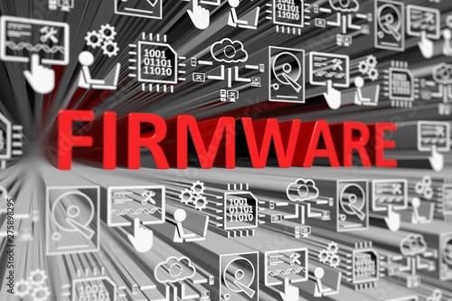 Принти на полотні FIRMWARE concept blurred background 3d render illustration