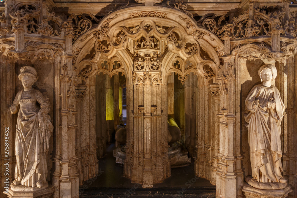 BOURG-EN-BRESSE / FRANCE - JULY 2015: Gothic interior of Brou monastery church, France