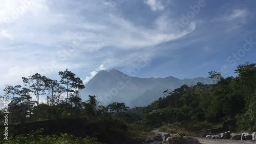 Scenic view in Merapi Mountain, one of popular destination in Yogyakarta, Indonesia. Indonesia Volcano Landscape View photo