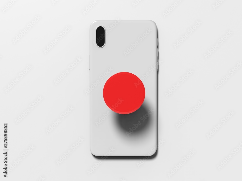 Blank smart phone pop socket stand and holder for branding. 3d rendering illustration. Blank smart phone pop socket stand and holder for branding. 3d rendering illustration.