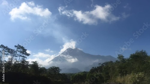 Scenic view in Merapi Mountain, one of popular destination in Yogyakarta, Indonesia. Indonesia Volcano Landscape View photo