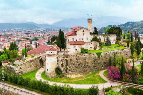 Brescia Castle aerial panoramic view photo