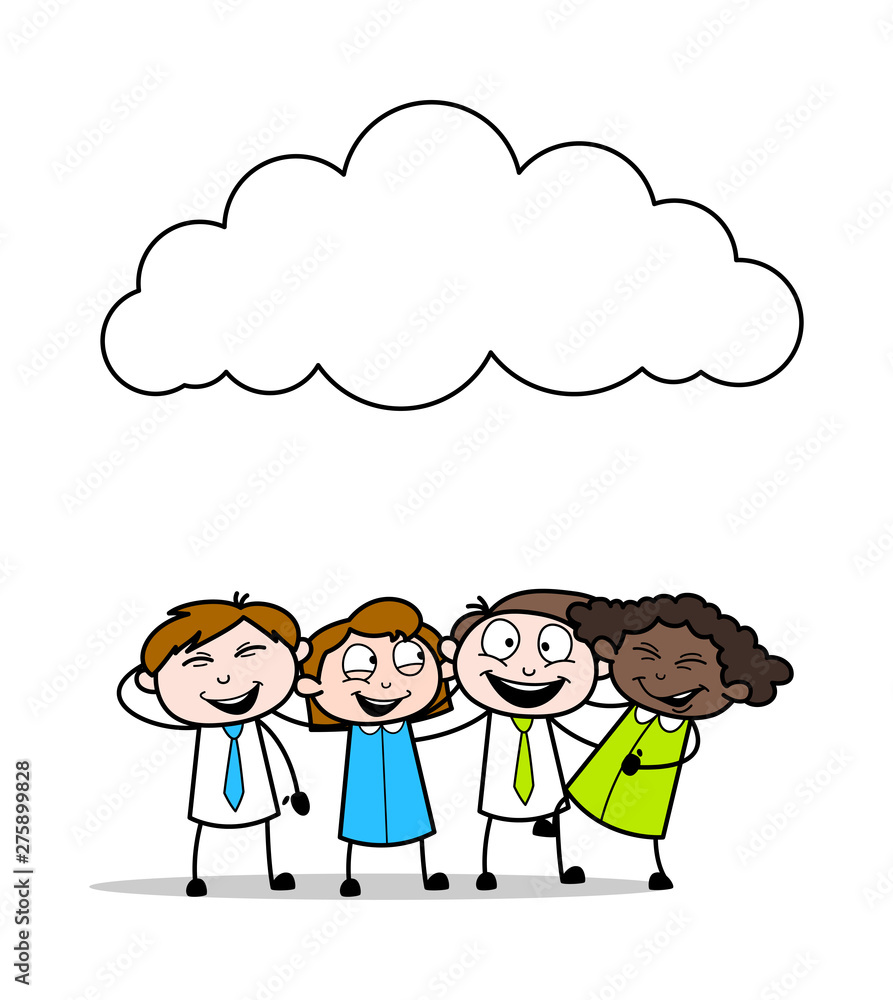 Enjoying Friends - Retro Office Girl Employee Cartoon Vector Illustration Enjoying Friends - Retro Office Girl Employee Cartoon Vector Illustration