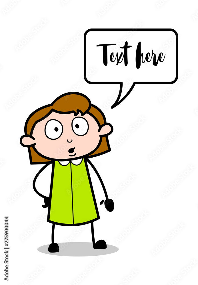 Confused - Retro Office Girl Employee Cartoon Vector Illustration Confused - Retro Office Girl Employee Cartoon Vector Illustration