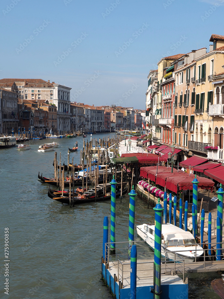 Gondolas on grand canal in Venice