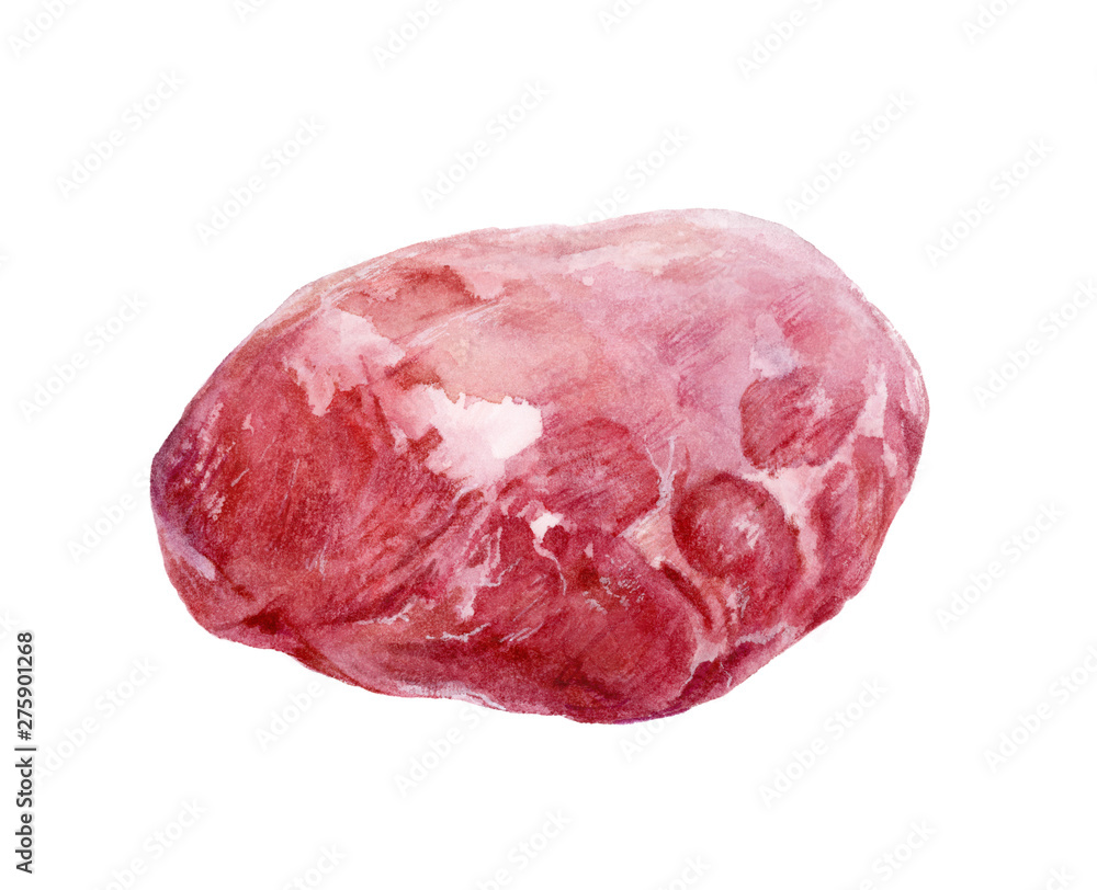 Raw beef steak hand drawn watercolor illustration. Raw beef steak hand drawn watercolor illustration.