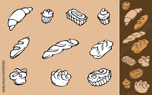 Baker's Goodies Set, Line Art Grunge