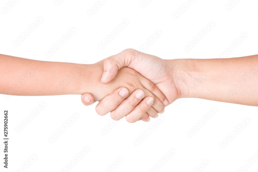 Man and Boy Holding Hand, ISOLATED ON WHITE BACKGROUND. Man and Boy Holding Hand, ISOLATED ON WHITE BACKGROUND.