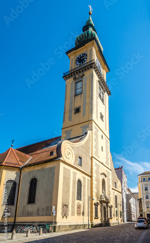 View at the Church in the streets of Linz in Autria