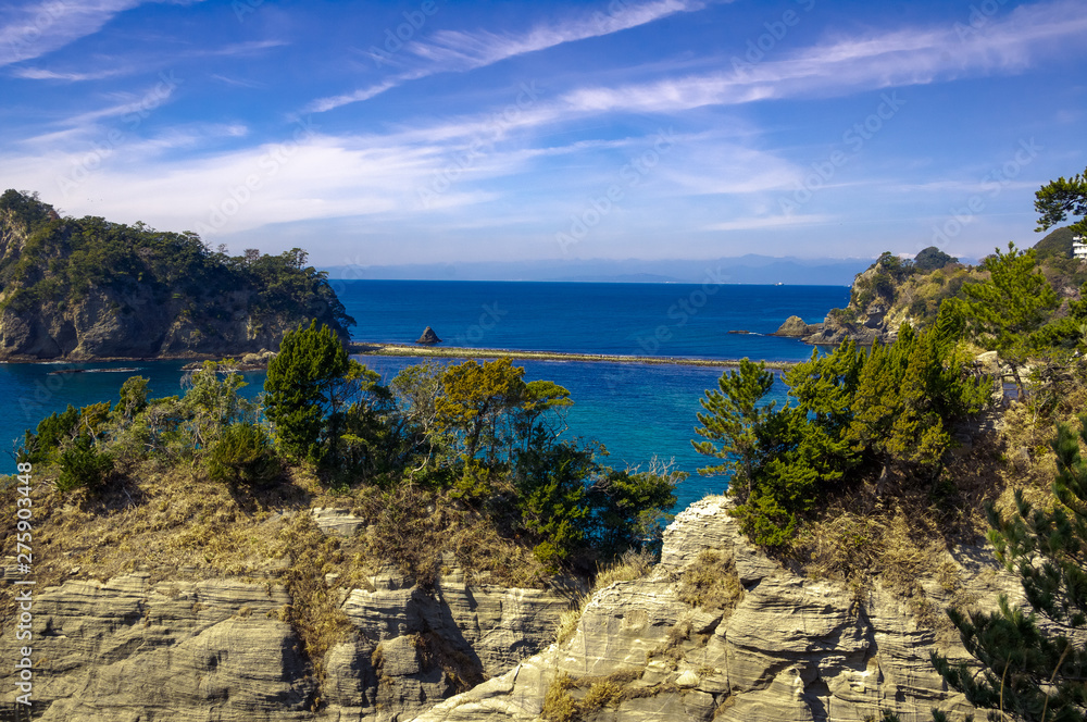 Fototapeta premium The coast of Nishi-Izu in Japan. Blue landscape