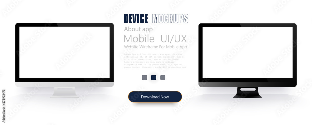 Computer monitor mockup with blank white screen isolated. Web design concept to showcasing your web projects. Vector illustration Computer monitor mockup with blank white screen isolated. Web design concept to showcasing your web projects. Vector illustration