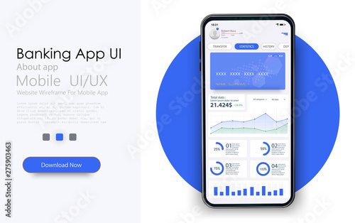 Online Payment or Credit cards app UI, UX, GUI, KIT with website menu like as, credit cards, saving, online statistics and data Analytics. Digital money market, investment, finance. Online payment. 