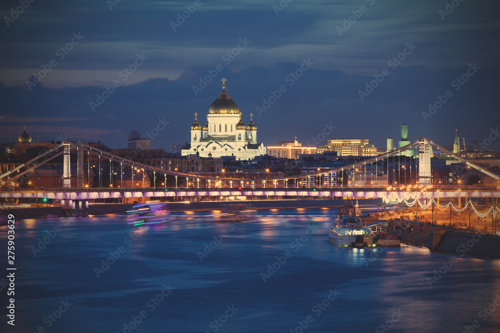 night view of Moscow, Russia
