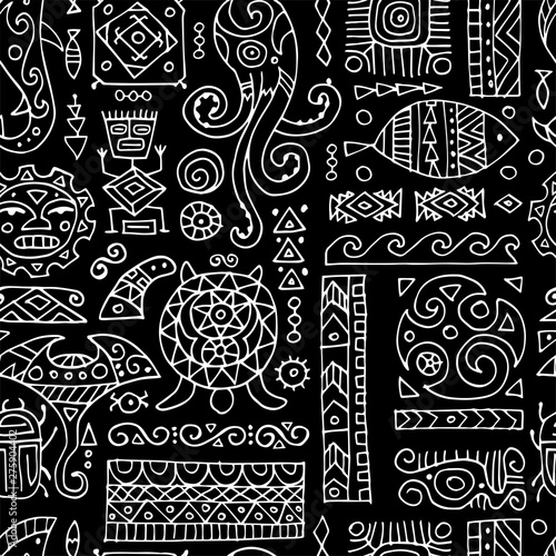 Ethnic handmade ornament. Seamless pattern for your design. Polynesian style