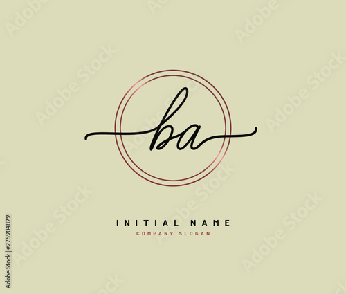 B A BA Beauty vector initial logo, handwriting logo of initial signature, wedding, fashion, jewerly, boutique, floral and botanical with creative template for any company or business.