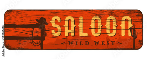 Wild west landscape background, Cowboy banner, Vector Illustration