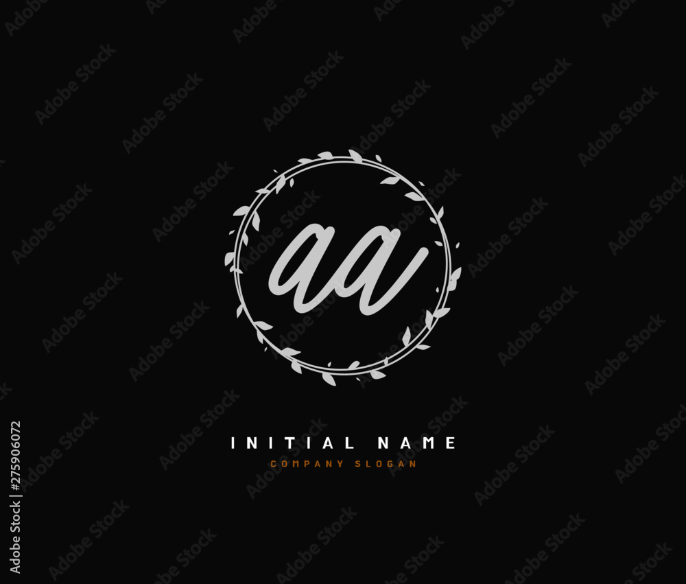 Fototapeta premium A AA Beauty vector initial logo, handwriting logo of initial signature, wedding, fashion, jewerly, boutique, floral and botanical with creative template for any company or business.