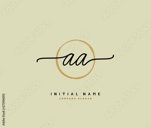 A AA Beauty vector initial logo, handwriting logo of initial signature, wedding, fashion, jewerly, boutique, floral and botanical with creative template for any company or business.