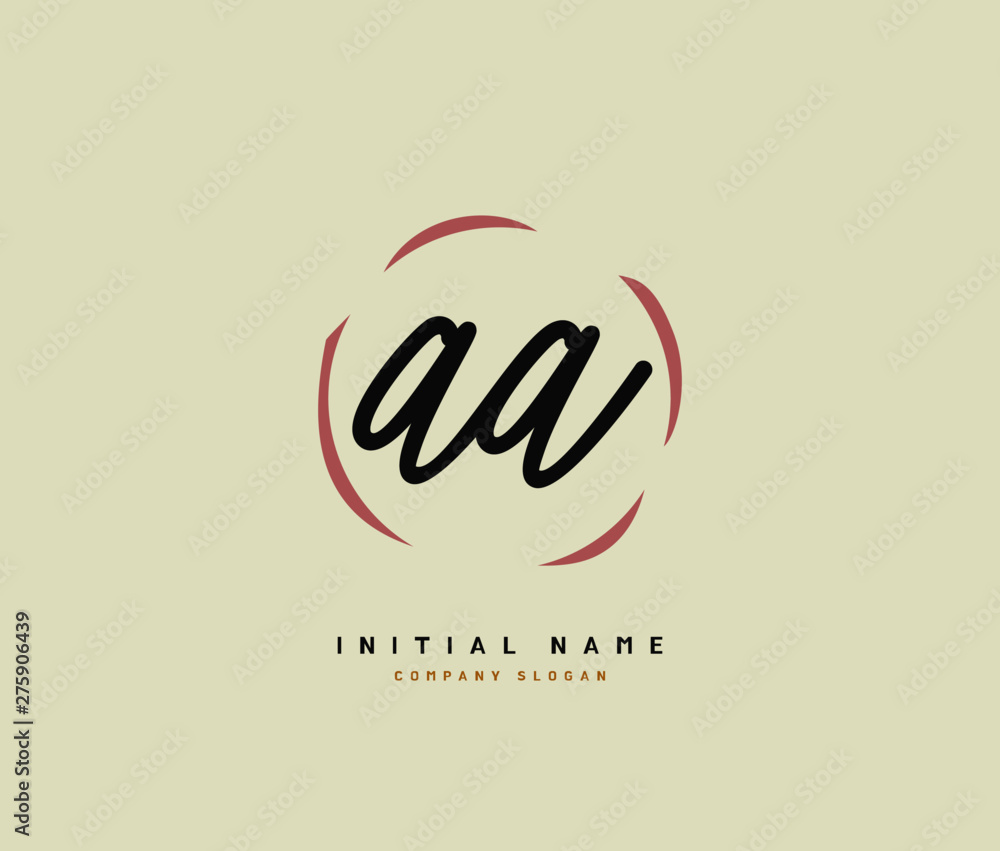 Obraz premium A AA Beauty vector initial logo, handwriting logo of initial signature, wedding, fashion, jewerly, boutique, floral and botanical with creative template for any company or business.