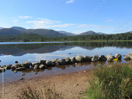 Early summer morning at the picturesque Loch Morlich in Glenmore, near Aviemore in the Scottish Highlands. photo