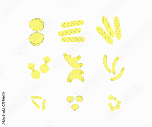 pasta of different varieties in the stacks. Italian pasta