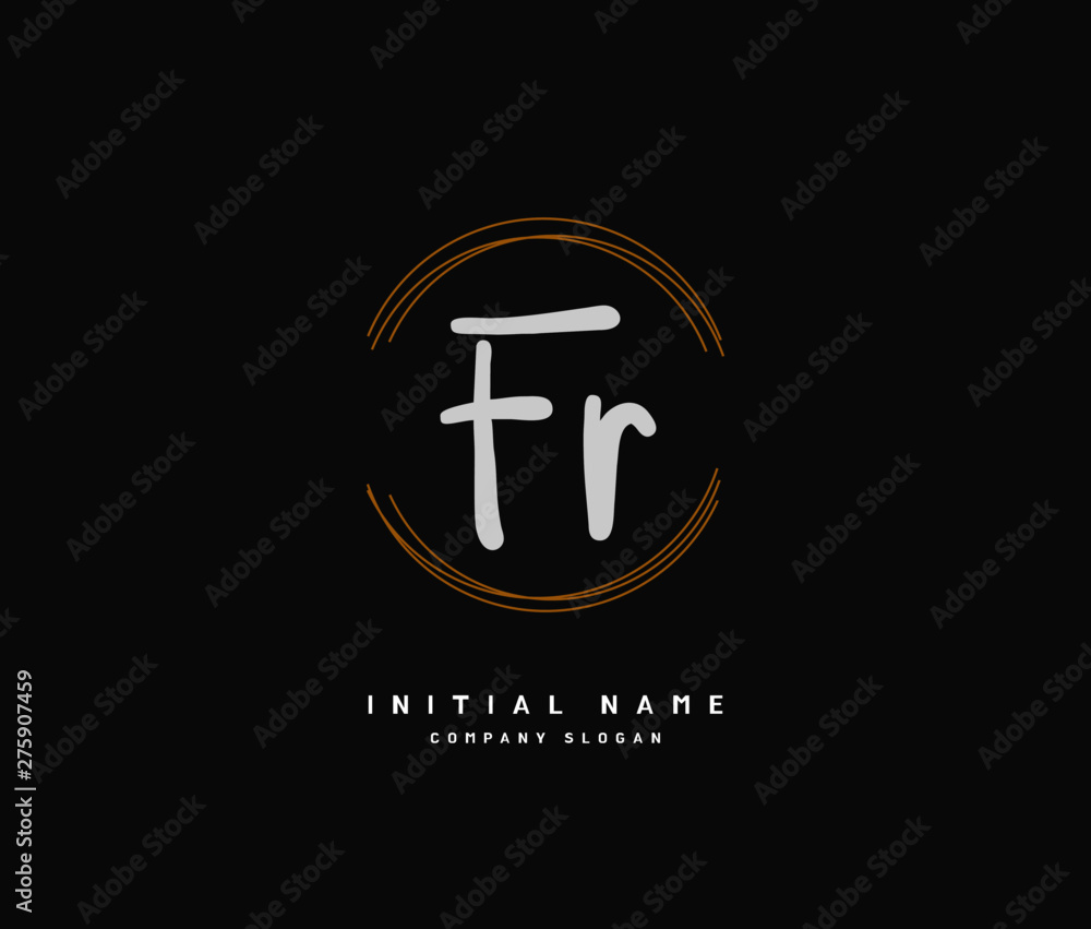 Obraz premium F R FR Beauty vector initial logo, handwriting logo of initial signature, wedding, fashion, jewerly, boutique, floral and botanical with creative template for any company or business.