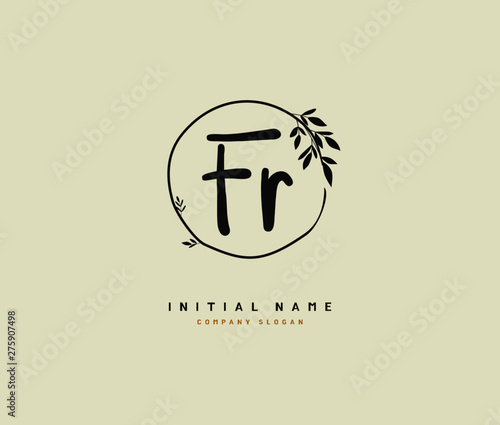 F R FR Beauty vector initial logo, handwriting logo of initial signature, wedding, fashion, jewerly, boutique, floral and botanical with creative template for any company or business.