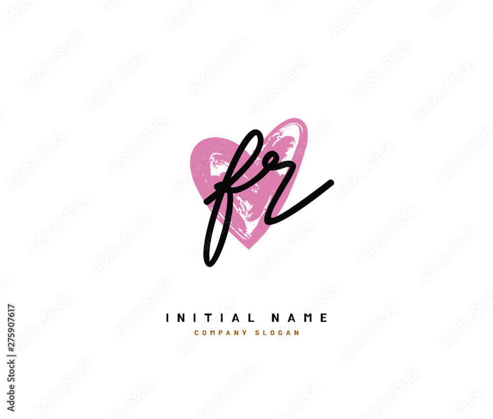 F R FR Beauty vector initial logo, handwriting logo of initial signature, wedding, fashion, jewerly, boutique, floral and botanical with creative template for any company or business.