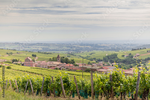 Village of Solutre-Pouilly, in France, with the famous rock photo