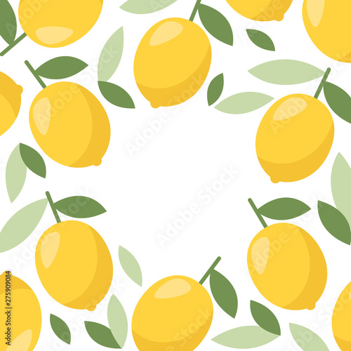 Lemon frame  great design for web  print. Vector vintage illustration. Citrus lemonade.