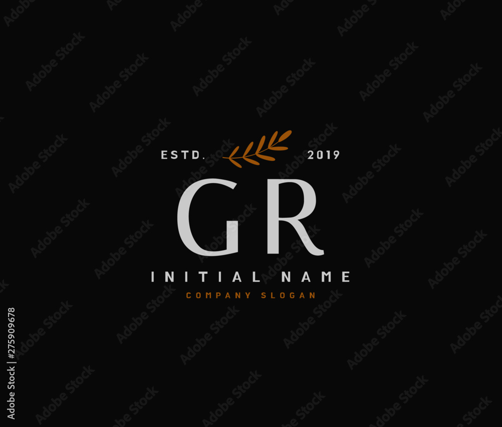 G R GR Beauty vector initial logo, handwriting logo of initial signature, wedding, fashion, jewerly, boutique, floral and botanical with creative template for any company or business. G R GR Beauty vector initial logo, handwriting logo of initial signature, wedding, fashion, jewerly, boutique, floral and botanical with creative template for any company or business.