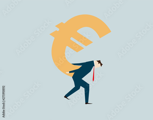 Money pressure, business people with currency symbols,euro