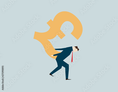 Money pressure, business people with currency symbols,pound