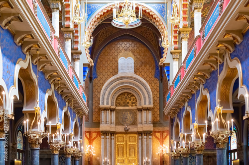 Prague, Czech Republic, 20 June 2019 - View from the interior of Jerusalem Jubilee Synagogue in Prague, Czech Republic