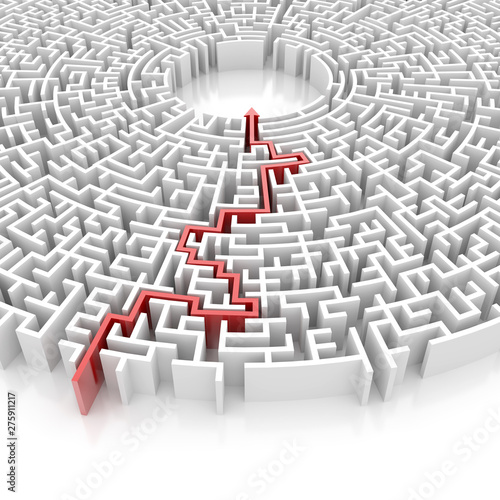 Target maze  business and life choices concepts. Original 3d rendering