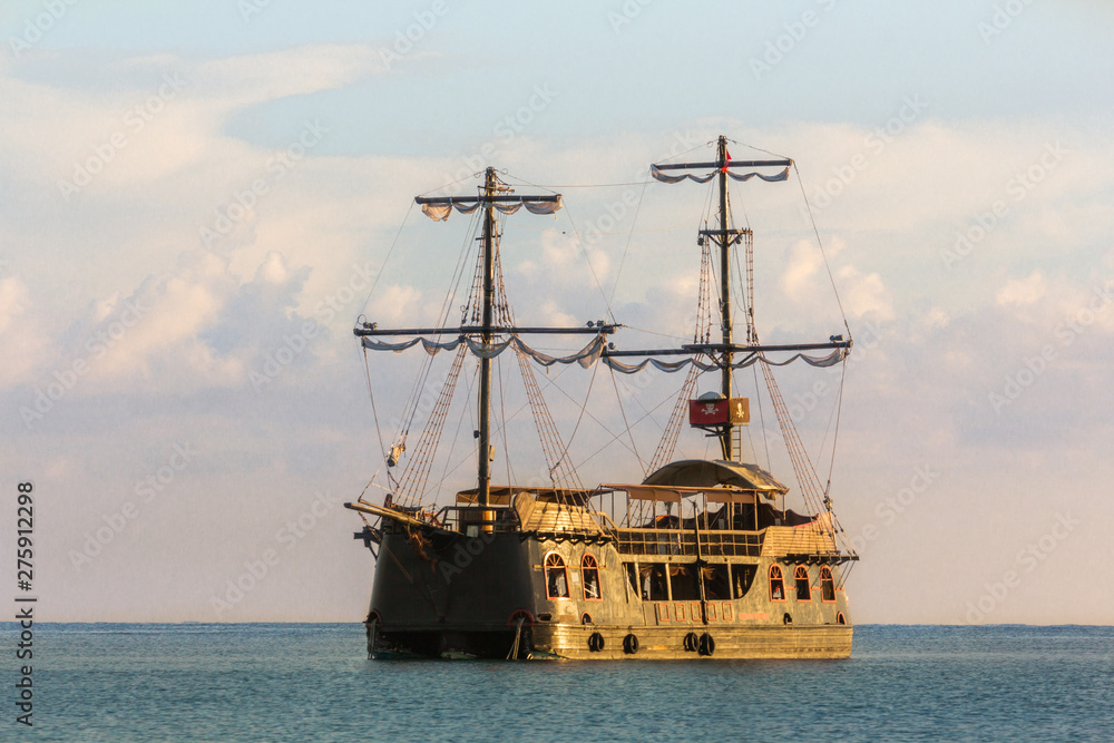 Old boat on the amazing water in the Indian ocean Old boat on the amazing water in the Indian ocean
