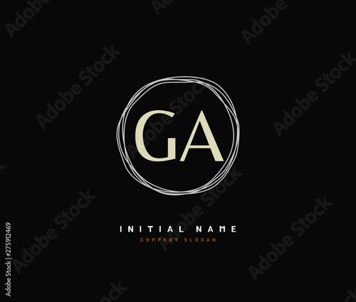 G A GA Beauty vector initial logo, handwriting logo of initial signature, wedding, fashion, jewerly, boutique, floral and botanical with creative template for any company or business.