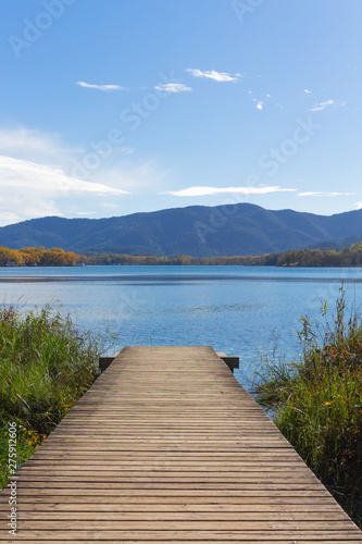 Landscape of lake banyoles  Catalonia  Spain in spring.  