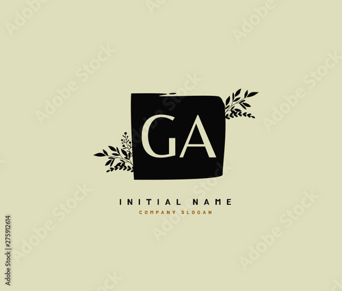 G A GA Beauty vector initial logo, handwriting logo of initial signature, wedding, fashion, jewerly, boutique, floral and botanical with creative template for any company or business.