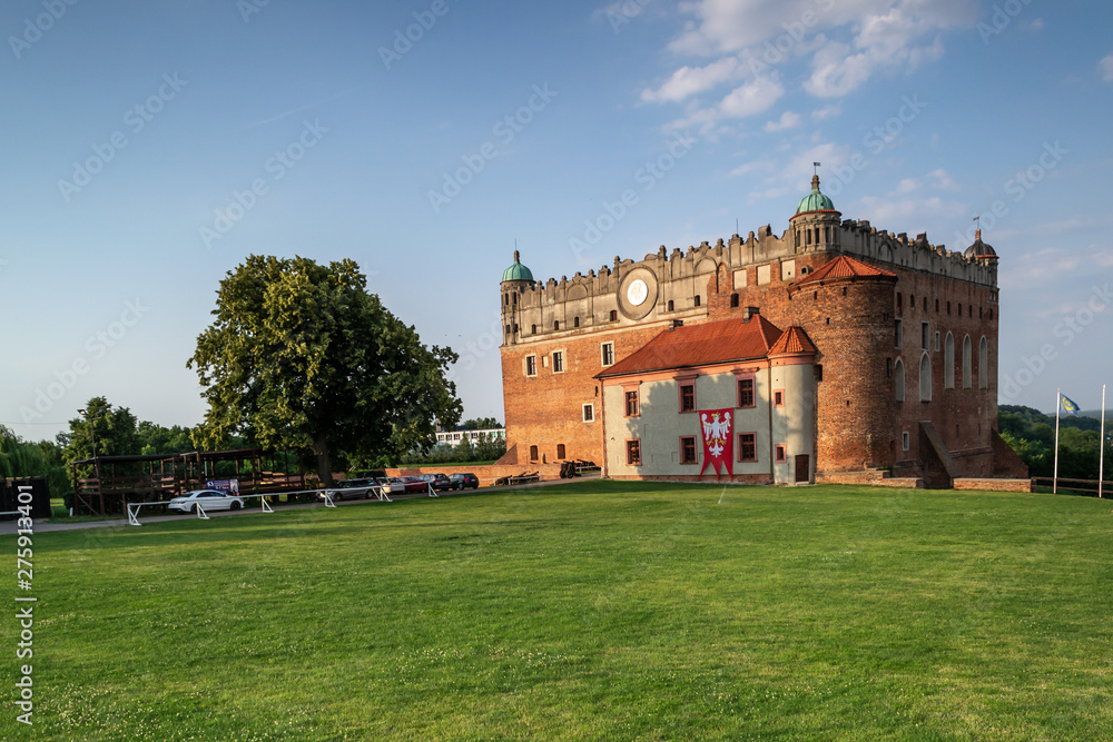 Castle on the hill in Golub city Dobrzyn, panorama of the city center, Poland