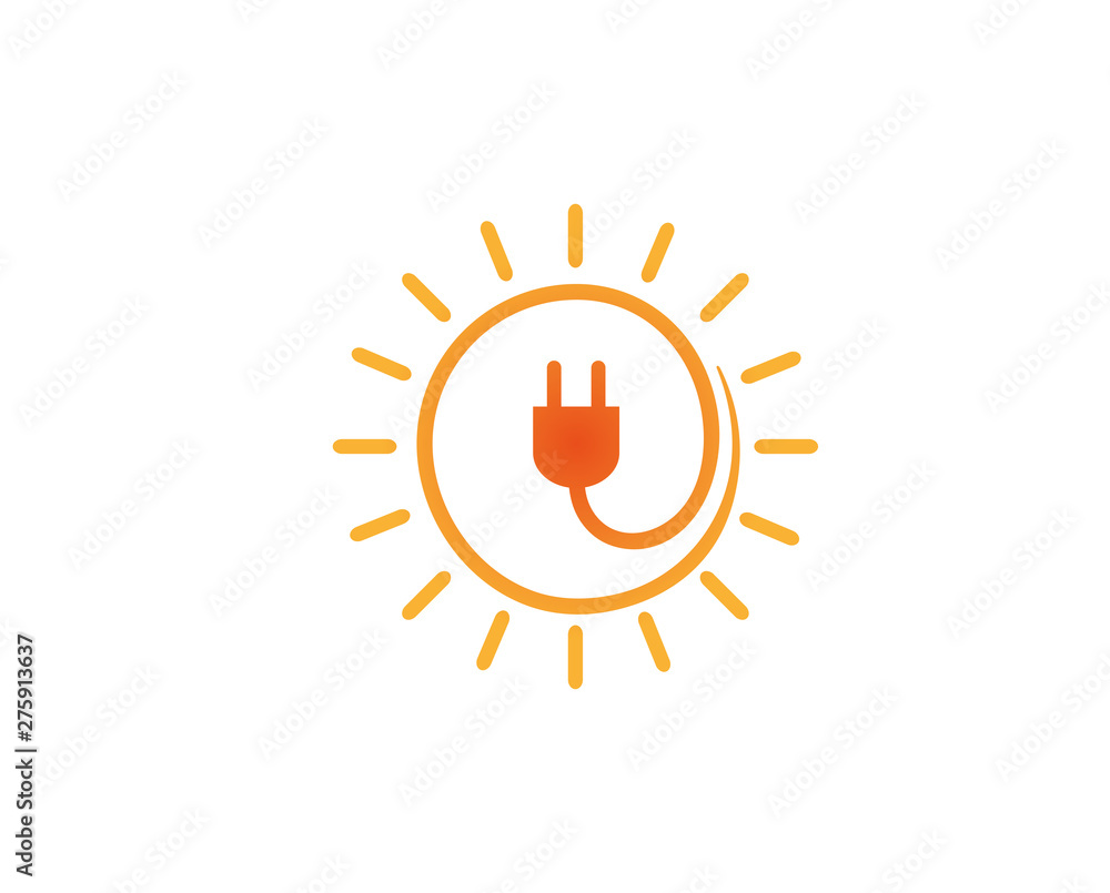 Creative Abstract Solar Plug Logo Design Vector Symbol Illustration