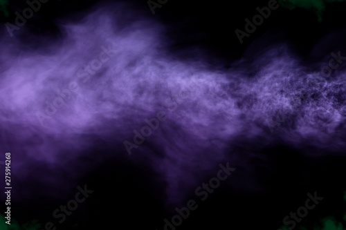 Beautiful 3D illustration of mysterious heavy line of smoke isolated on black background