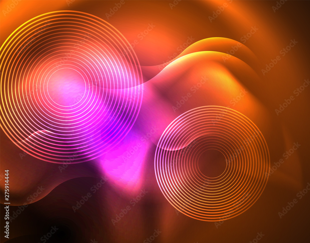Shiny metallic neon waves vector design Shiny metallic neon waves vector design