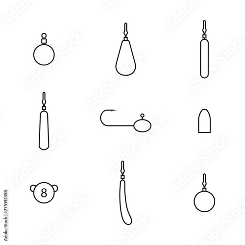 Set of different fishing sinkers, vector illustration.