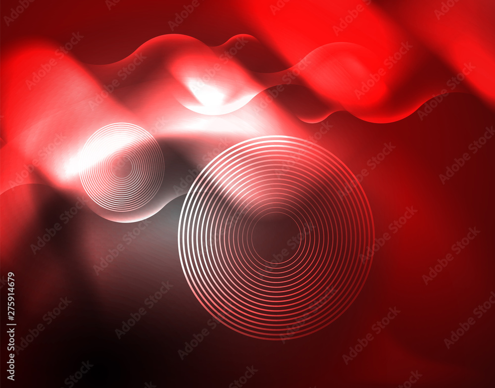 Fototapeta premium Shiny metallic neon waves vector design