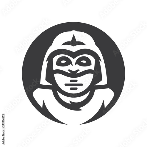Alien warrior Vector silhouette sign.